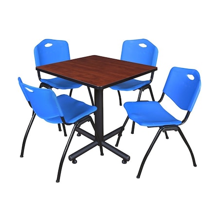 Kobe Kobe Square Table & Chair Set, Wood, Metal, Plastic Top, Cherry TKB3030CH47BE